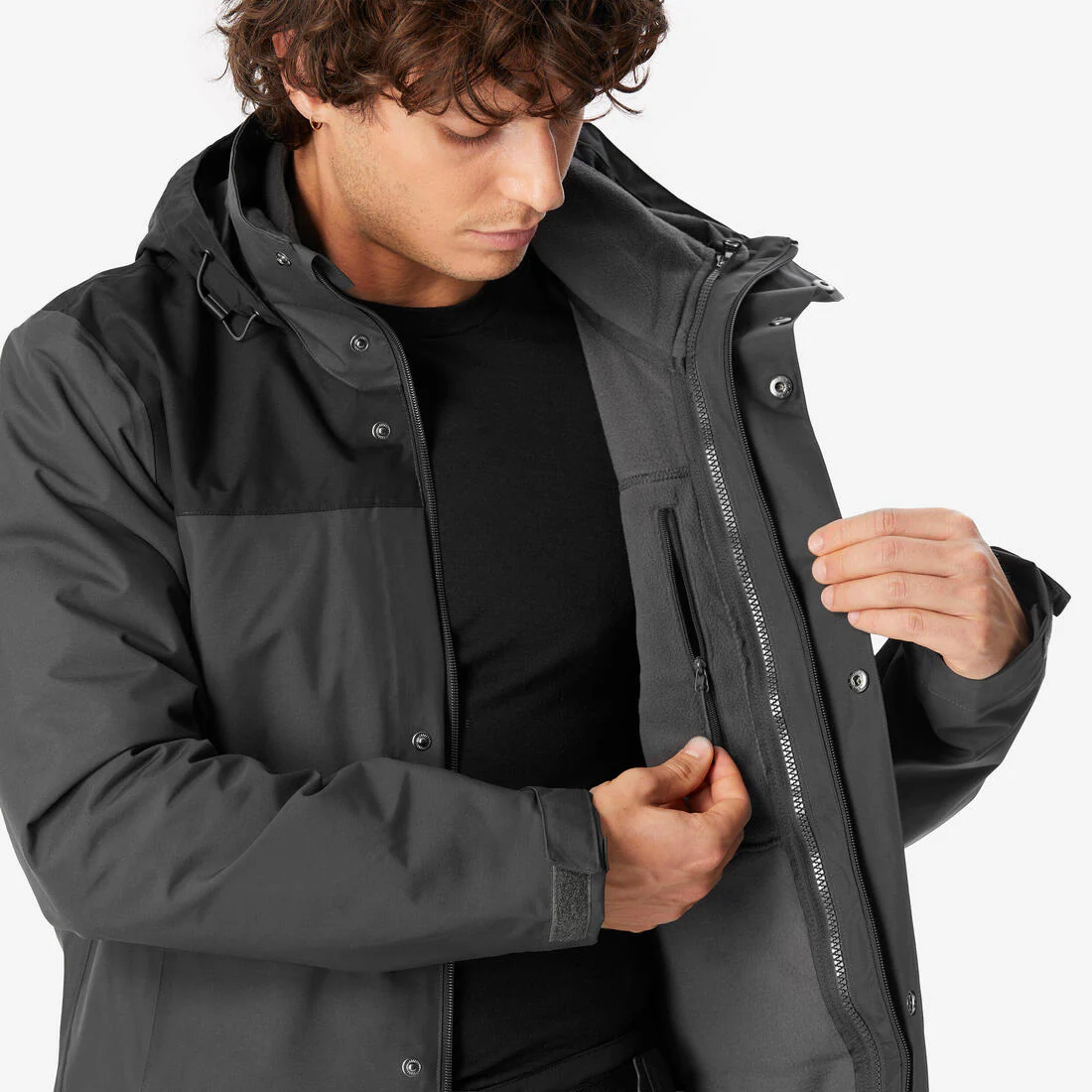 Chamarra de senderismo 3 en 1 impermeable hasta 0 °C para hombre NH100 - Image 39