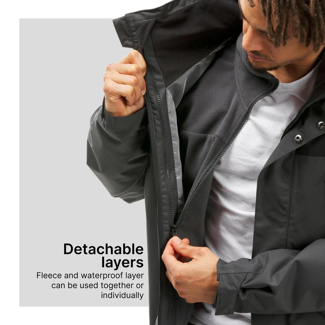 Chamarra de senderismo 3 en 1 impermeable hasta 0 °C para hombre NH100 - Image 51