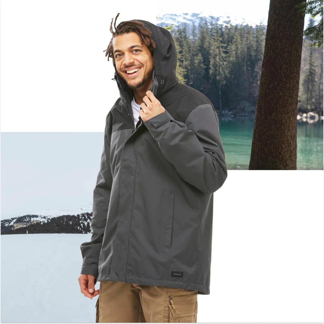 Chamarra de senderismo 3 en 1 impermeable hasta 0 °C para hombre NH100 - Image 52