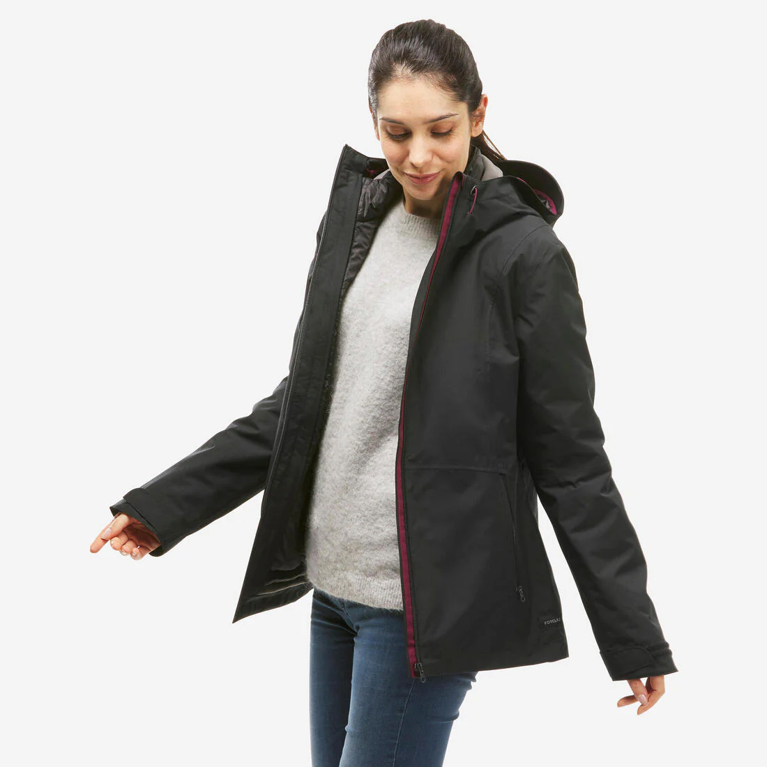 Chamarra de senderismo 3 en 1 impermeable hasta -10 °C para mujer SH500