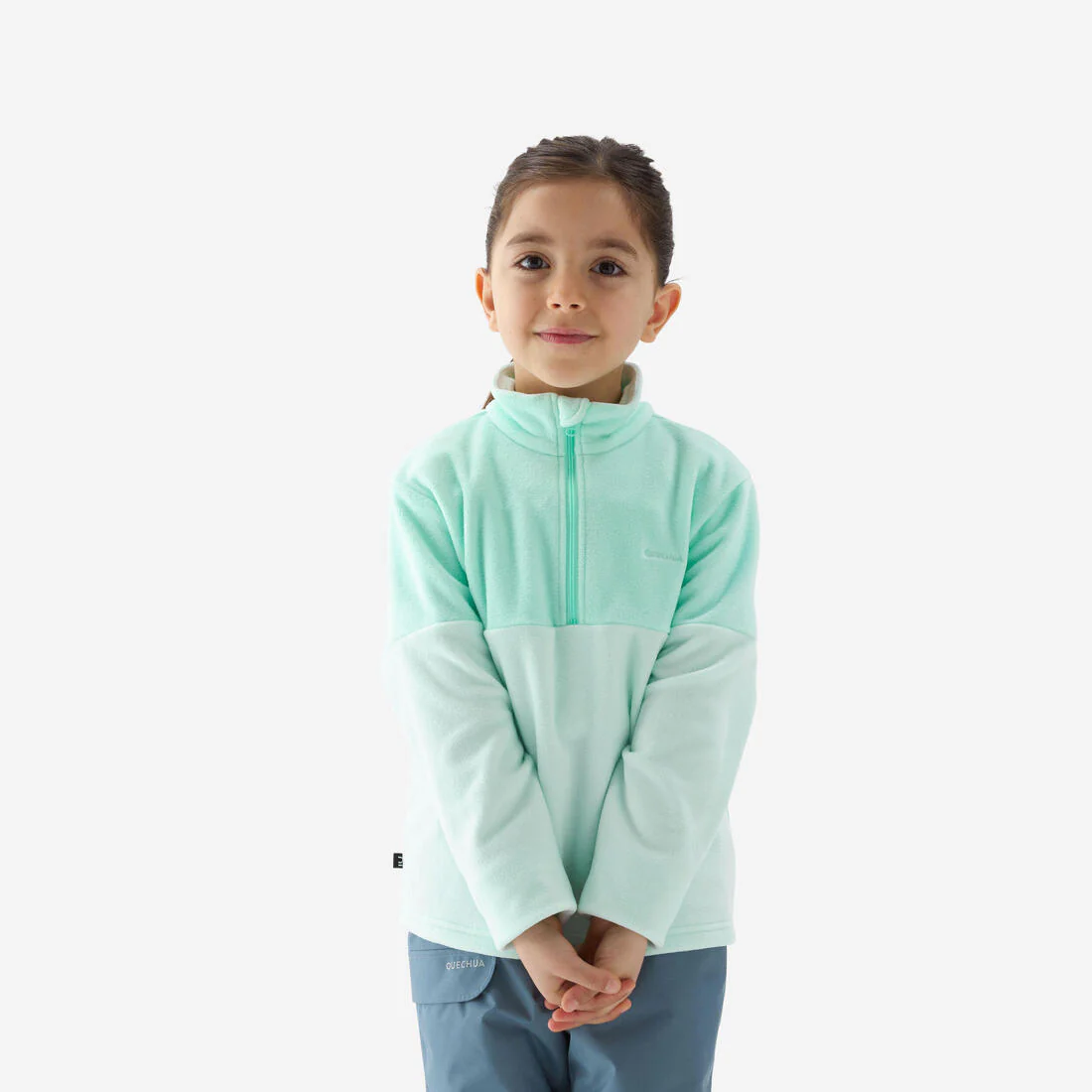 Chamarra de senderismo de forro polar azul turquesa para niños MH120