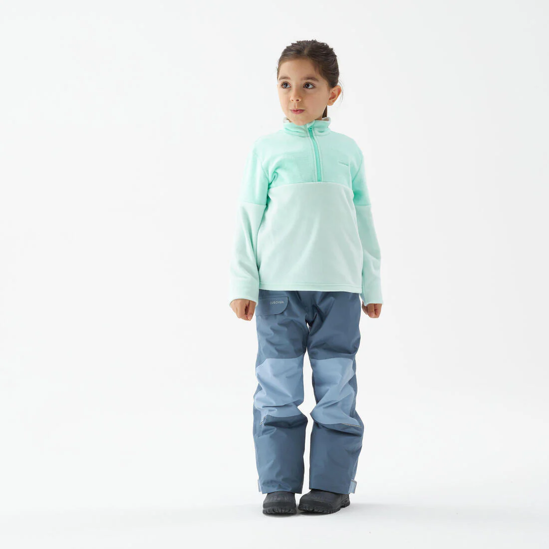 Chamarra de senderismo de forro polar azul turquesa para niños MH120 - Image 4