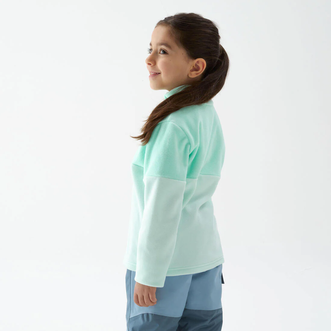 Chamarra de senderismo de forro polar azul turquesa para niños MH120 - Image 6