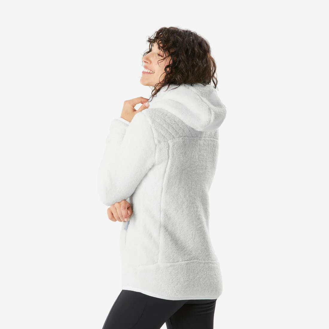 Chamarra de senderismo de forro polar cálida blanca para mujer NH500 - Image 10