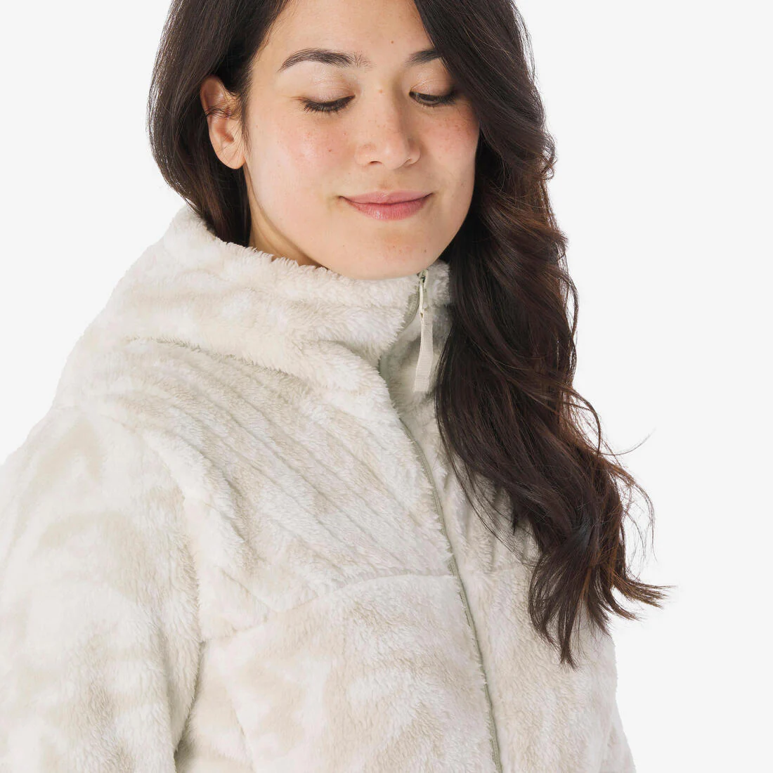 Chamarra de senderismo de forro polar cálida blanca para mujer NH500 - Image 15