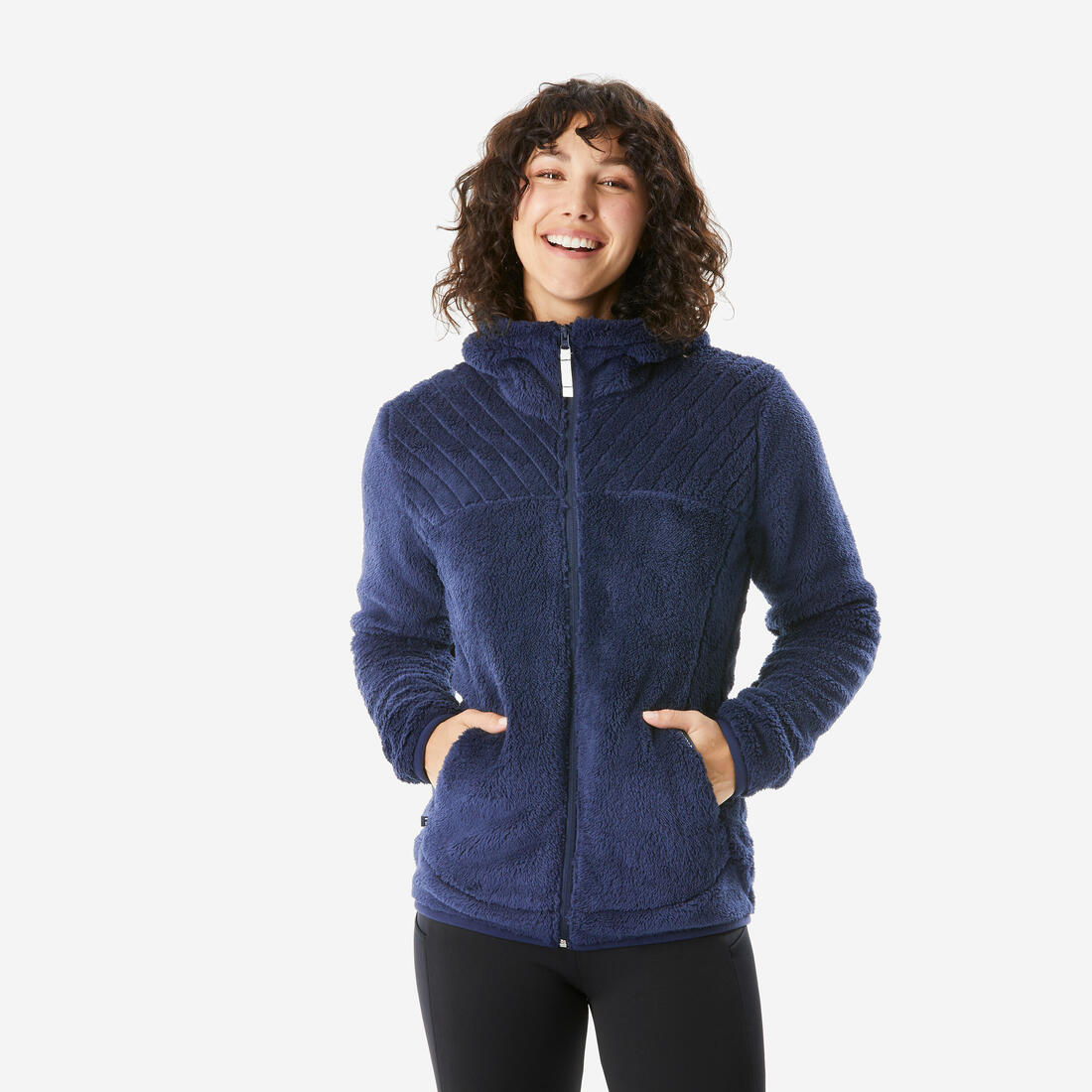Chamarra de senderismo de forro polar cálida blanca para mujer NH500 - Image 3
