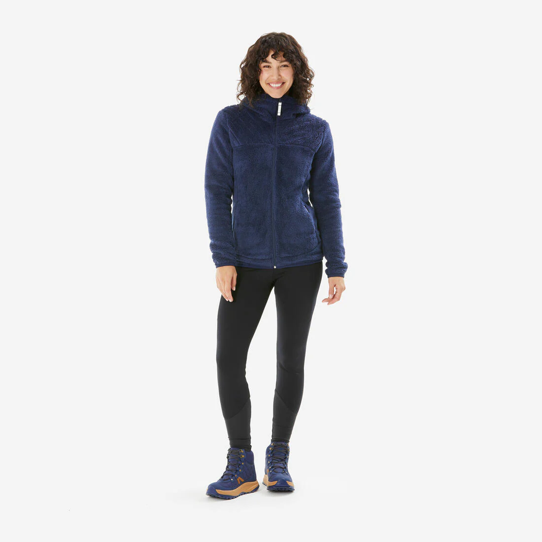 Chamarra de senderismo de forro polar cálida blanca para mujer NH500 - Image 6
