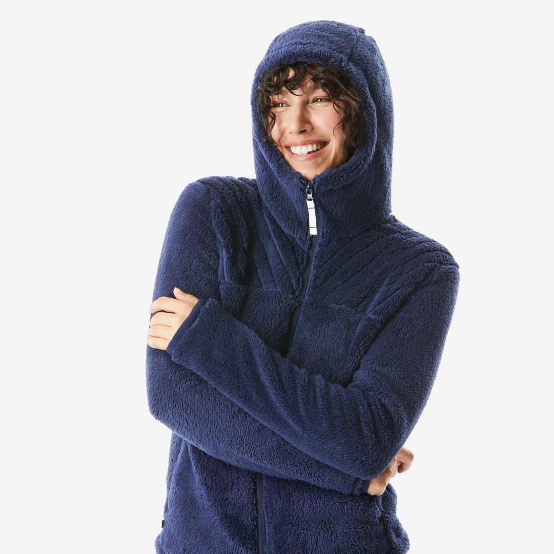 Chamarra de senderismo de forro polar cálida blanca para mujer NH500 - Image 9