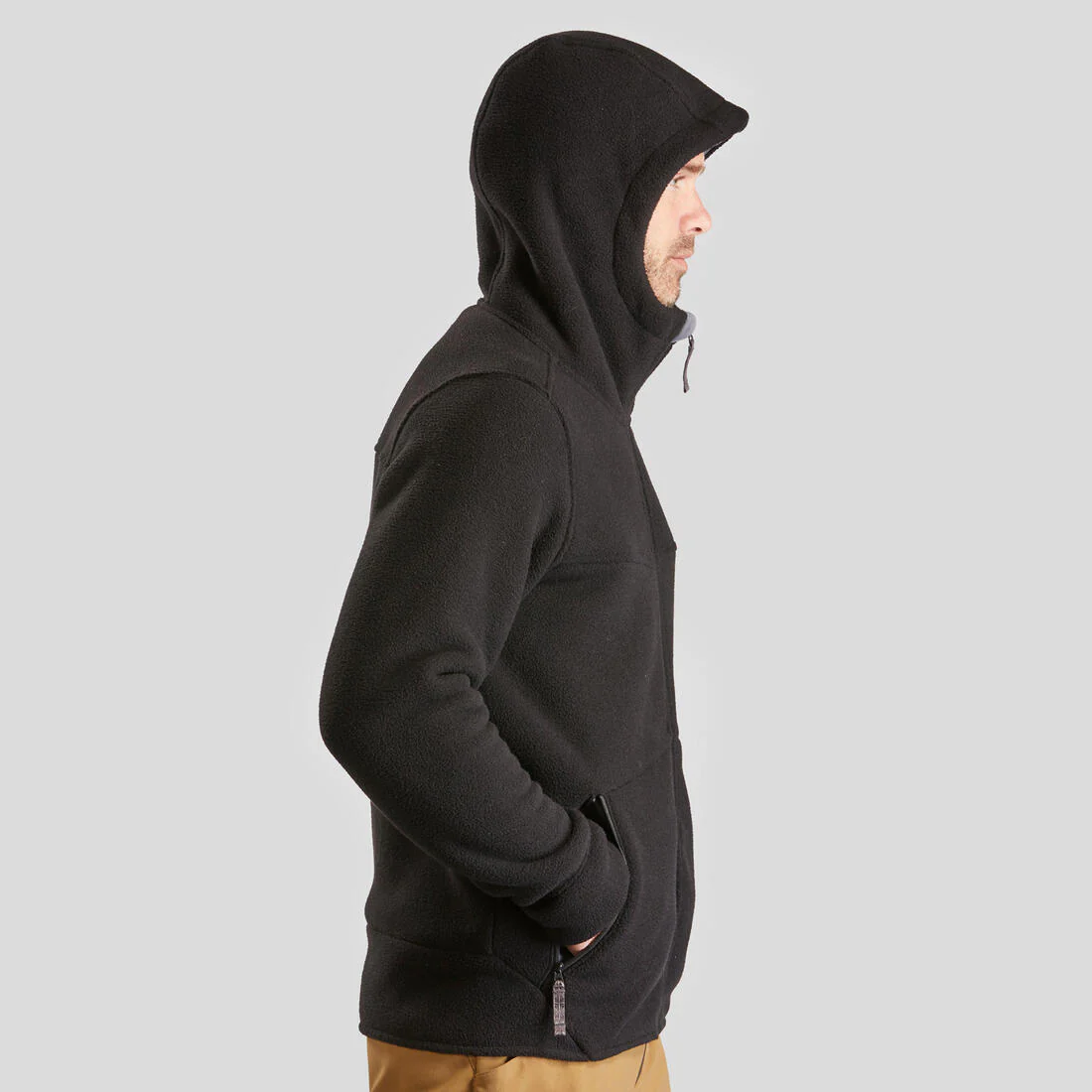 Chamarra de senderismo de forro polar cálida negra para hombre NH500 - Image 4