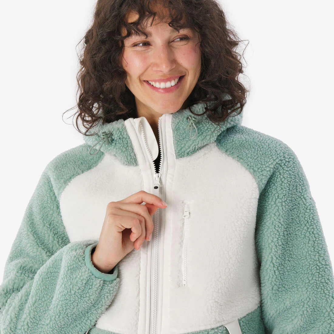Chamarra de senderismo de forro polar de senderismo verde para mujer SH900 - Image 5