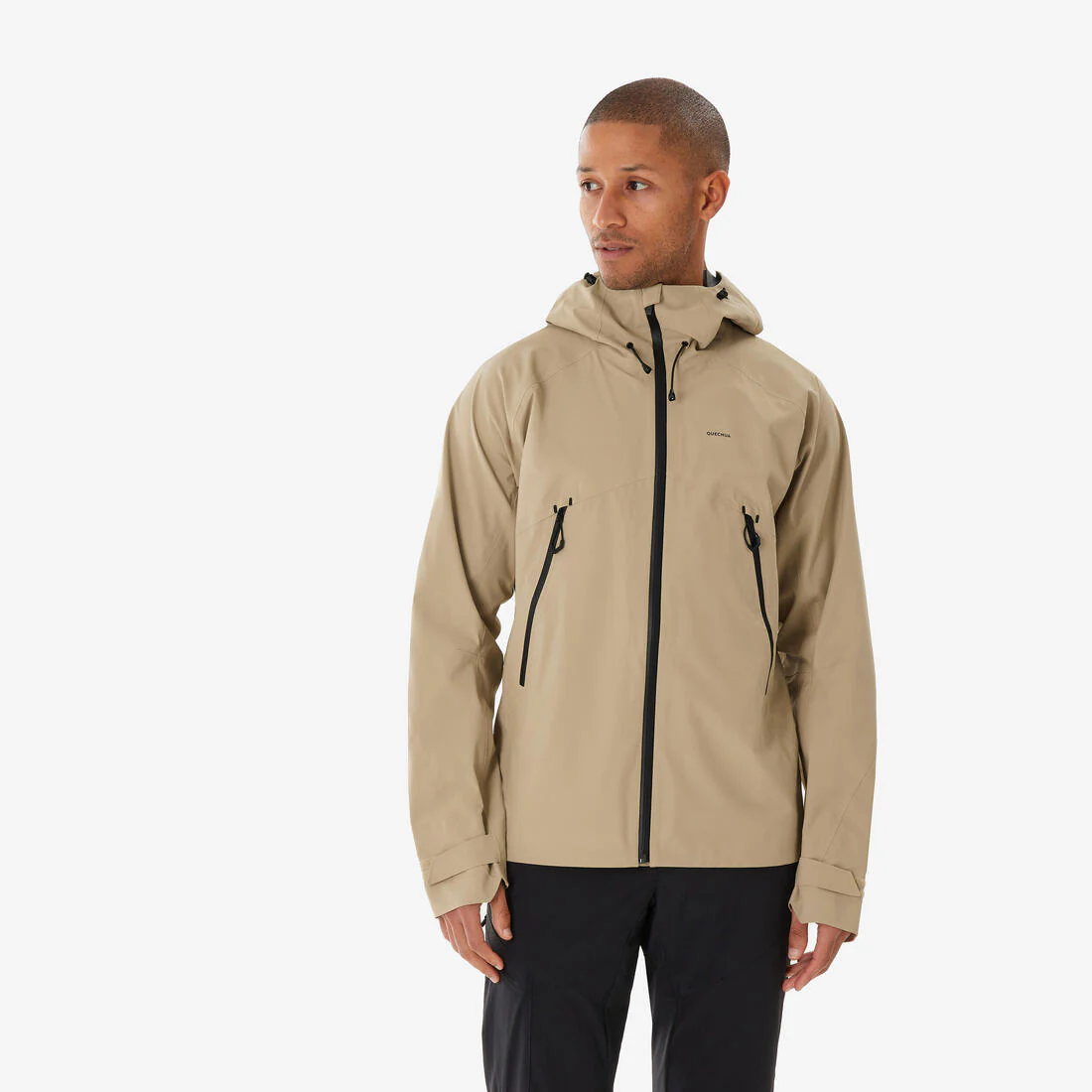 Chamarra de senderismo en montaña impermeable beige para hombre MH500