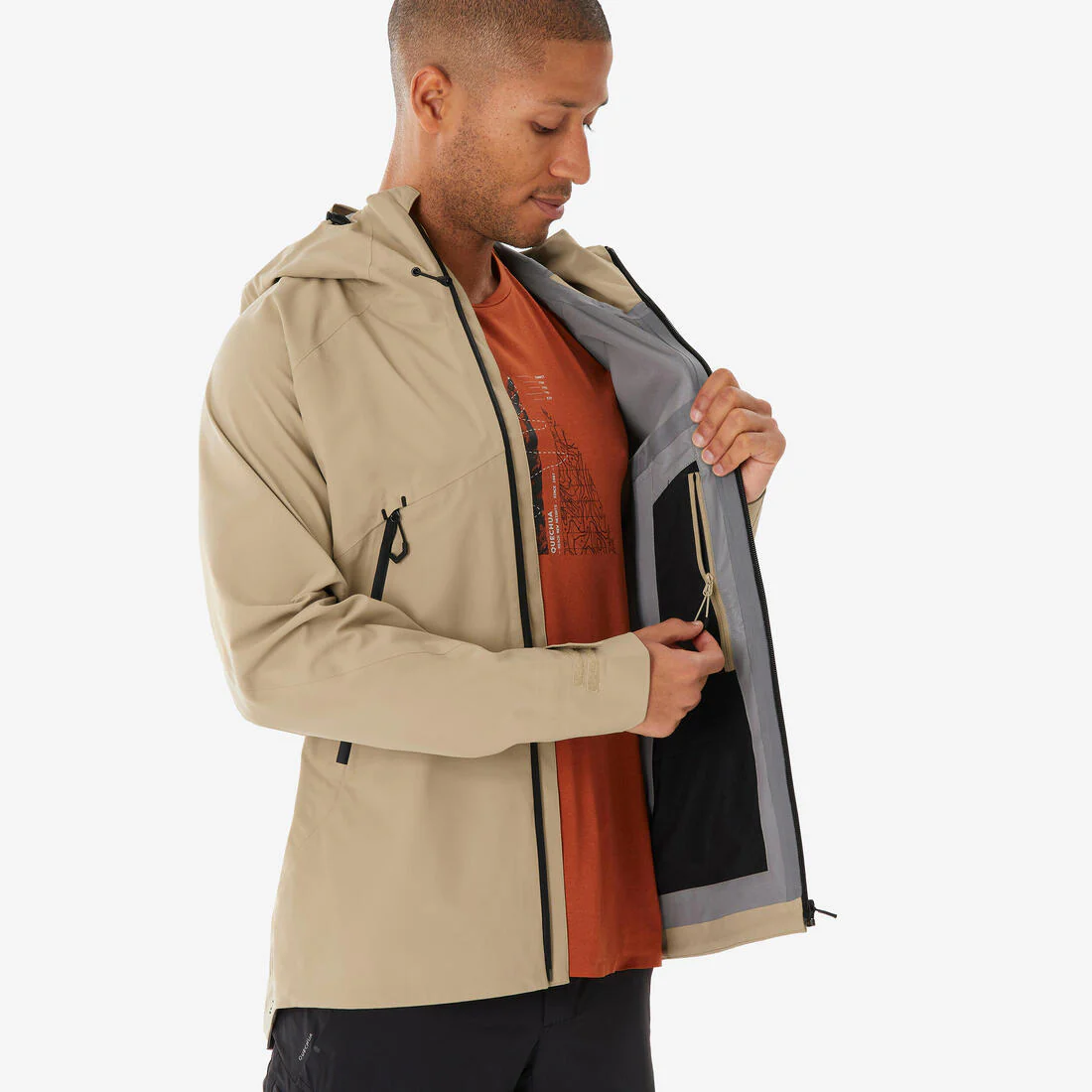 Chamarra de senderismo en montaña impermeable beige para hombre MH500 - Image 8