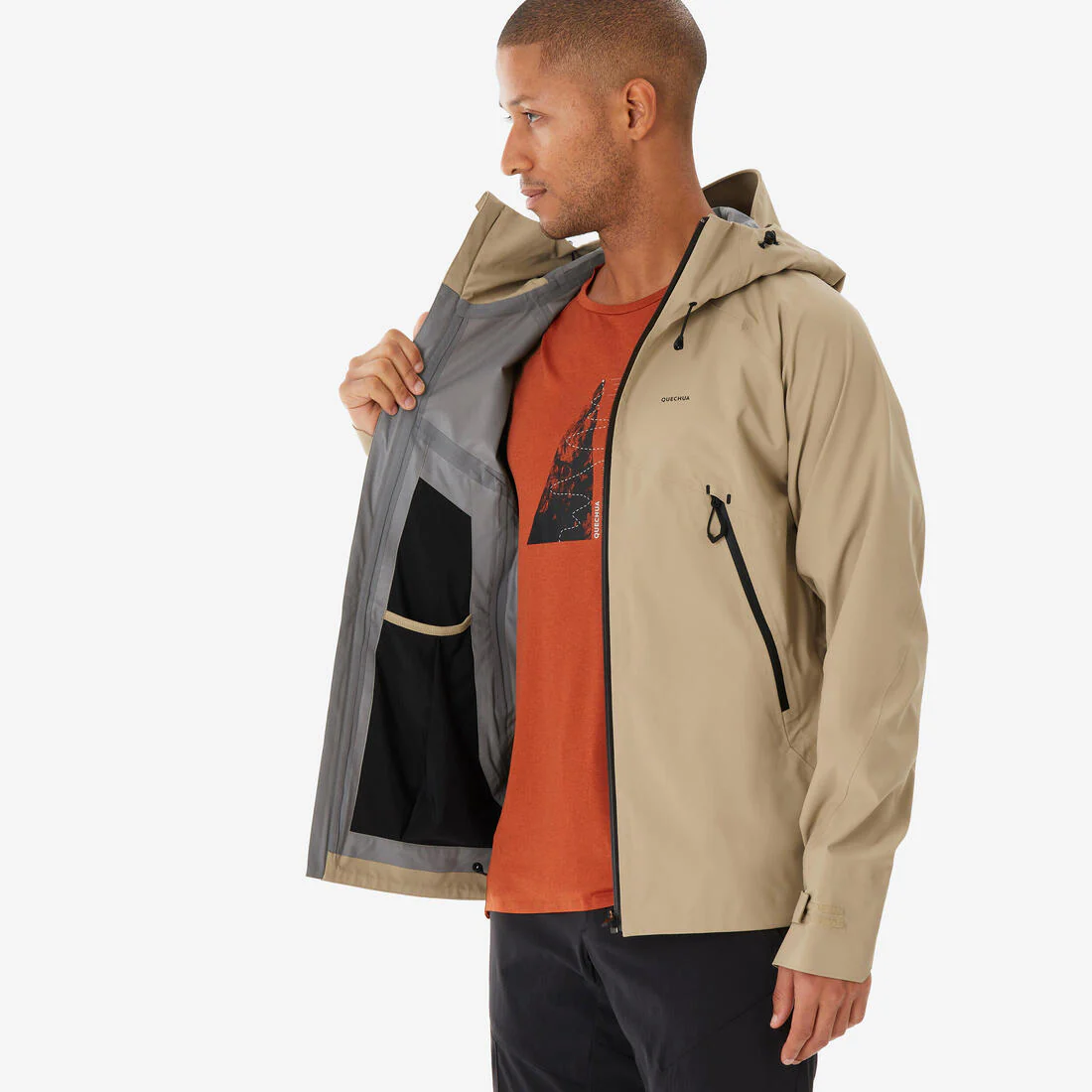 Chamarra de senderismo en montaña impermeable beige para hombre MH500 - Image 9