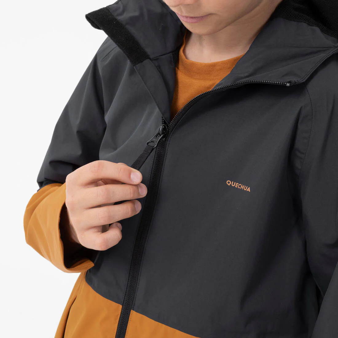 Chamarra de senderismo impermeable gris ocre para niños de 7 a 15 años MH500 - Image 10