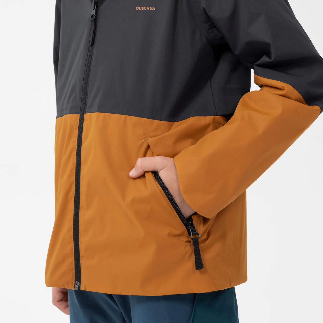 Chamarra de senderismo impermeable gris ocre para niños de 7 a 15 años MH500 - Image 13