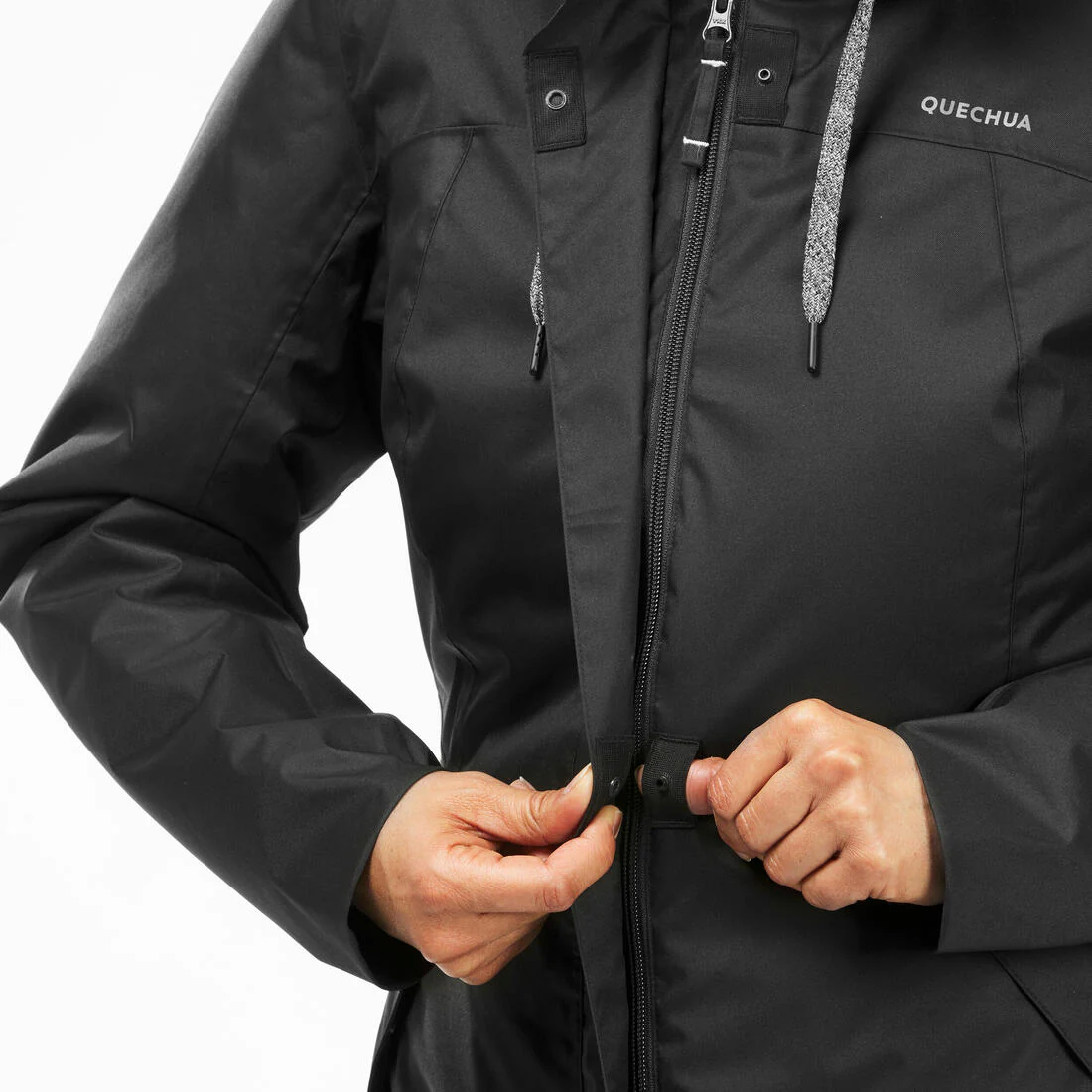 Chamarra de senderismo impermeable hasta -10 °C negra para mujer NH500 - Image 11