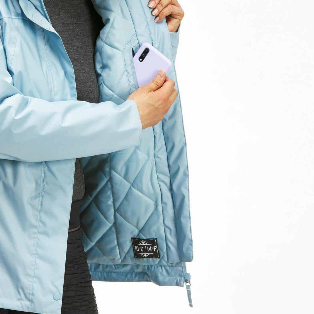 Chamarra de senderismo impermeable hasta -10 °C negra para mujer NH500 - Image 12