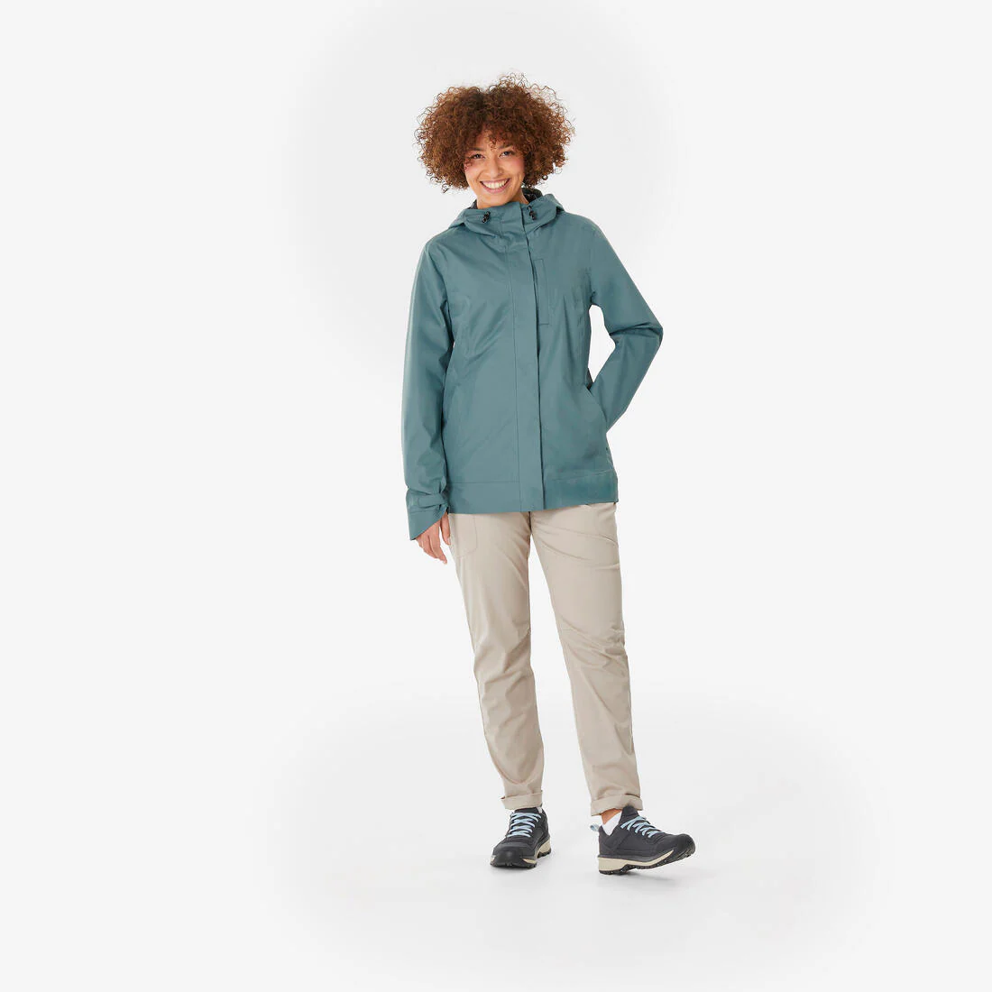Chamarra de senderismo impermeable negra para mujer NH500 - Image 5