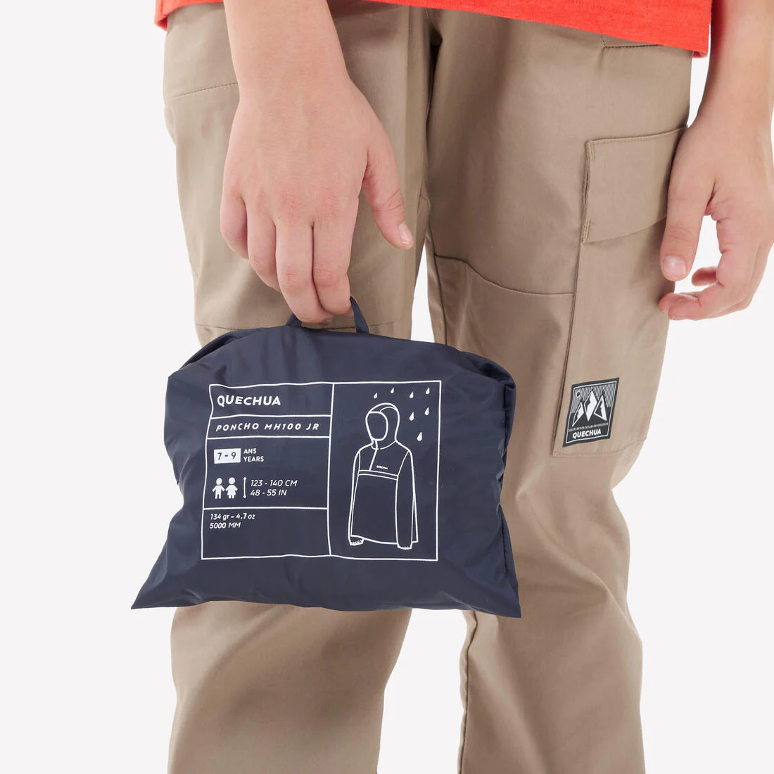 Chamarra de senderismo impermeable negra para niños de 7 a 15 años MH100 - Image 4