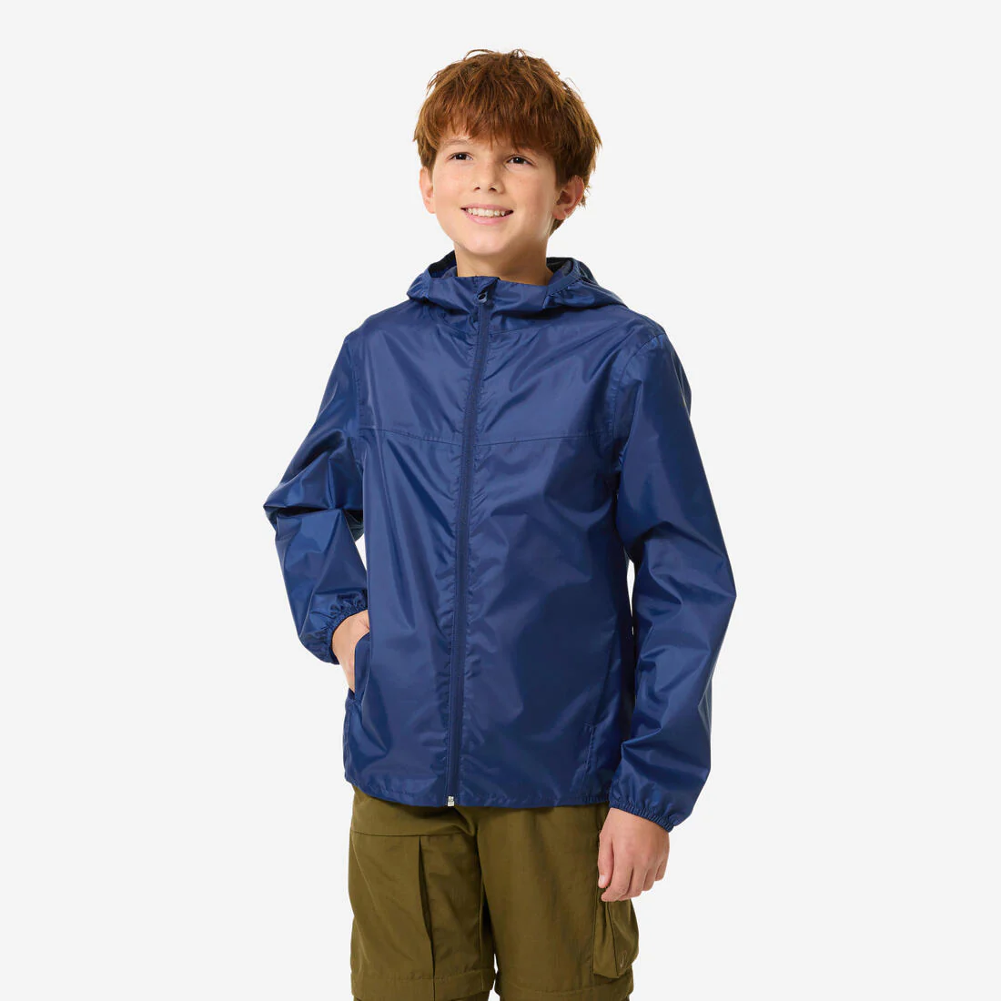 Chamarra de senderismo impermeable azul para niños de 7 a 15 años MH500