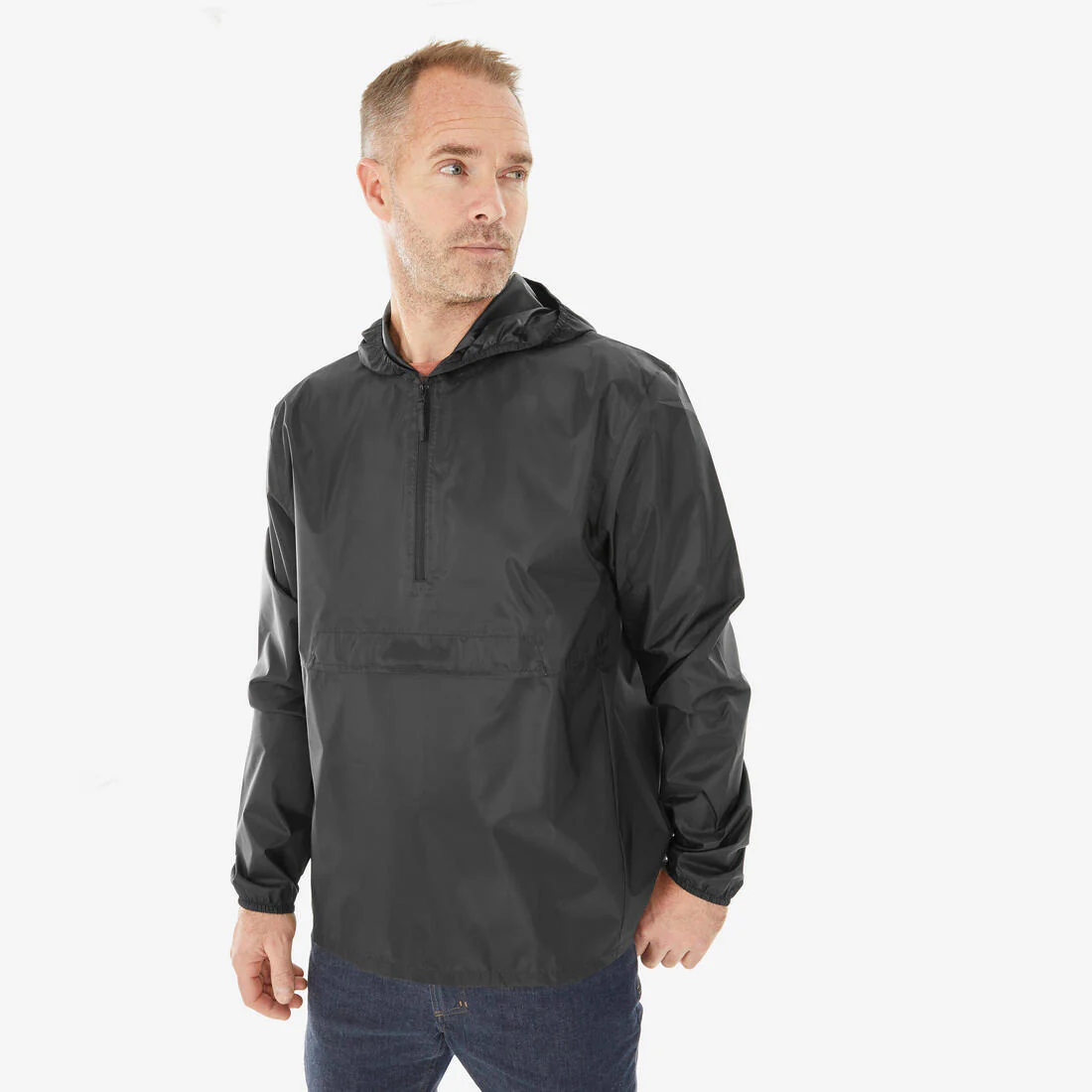 Chamarra de senderismo impermeable rompevientos negra para hombre Raincut