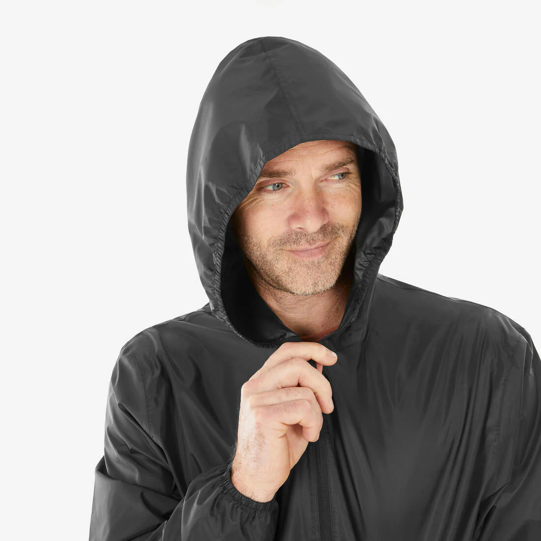 Chamarra de senderismo impermeable rompevientos negra para hombre Raincut - Image 6