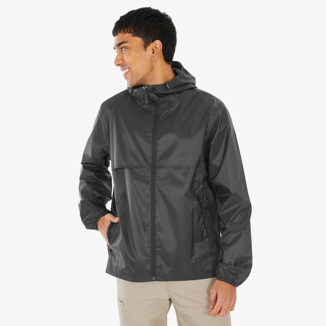 Chamarra de senderismo impermeable rompevientos negra para hombre Raincut Full - Image 10