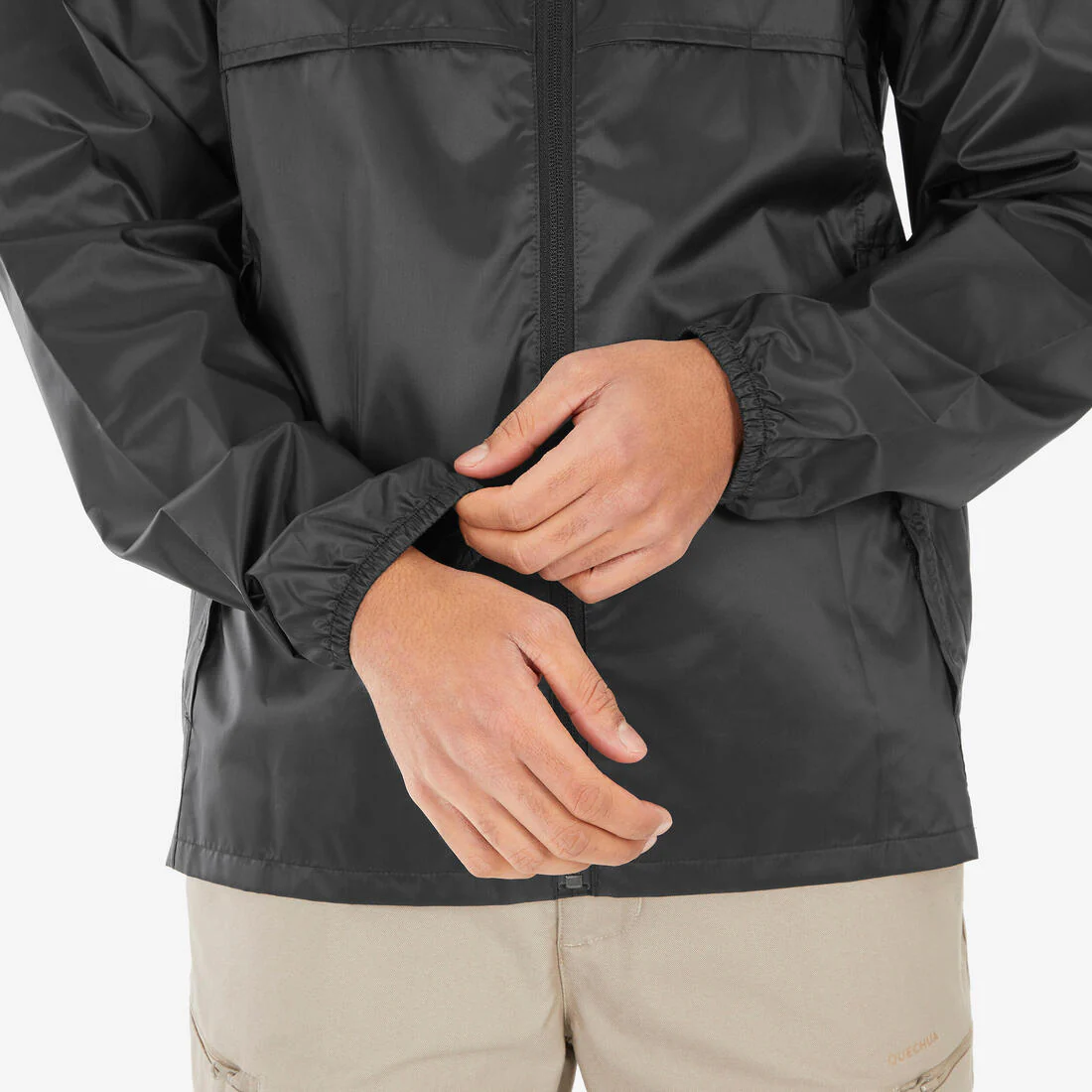 Chamarra de senderismo impermeable rompevientos negra para hombre Raincut Full - Image 13
