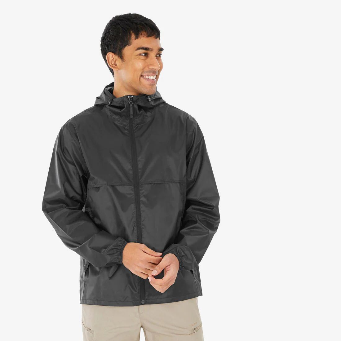 Chamarra de senderismo impermeable rompevientos negra para hombre Raincut Full - Image 8