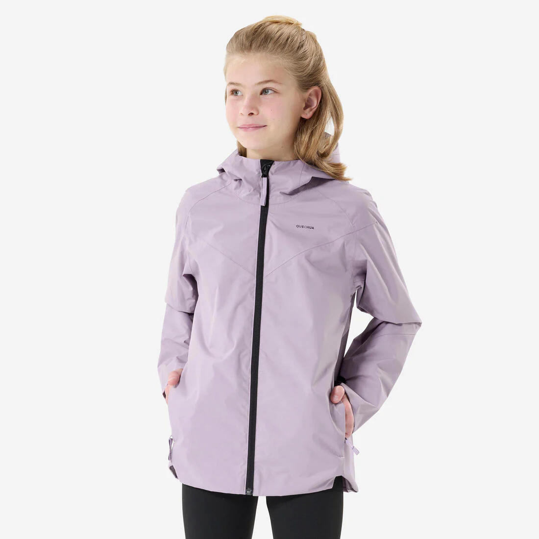 Chamarra de senderismo impermeable violeta para niños de 7 a 15 años MH500