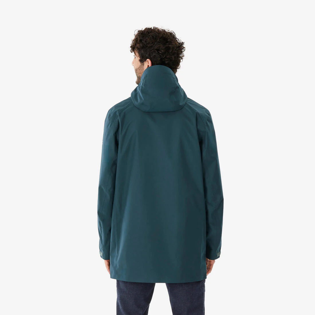 Chamarra de senderismo impermeable y larga verde para hombre NH500 - Image 4