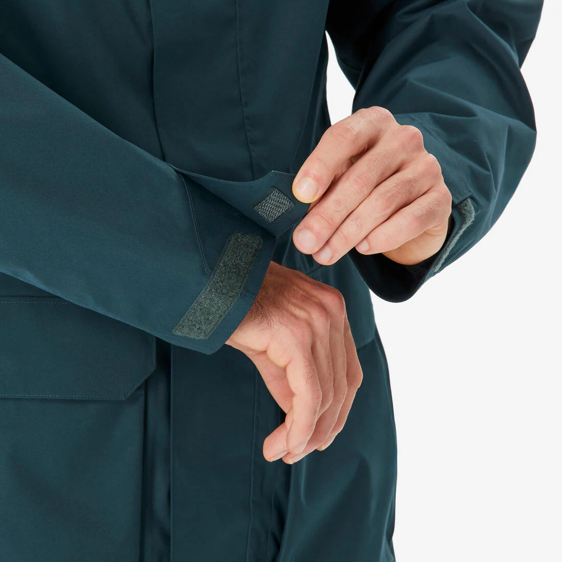 Chamarra de senderismo impermeable y larga verde para hombre NH500 - Image 5