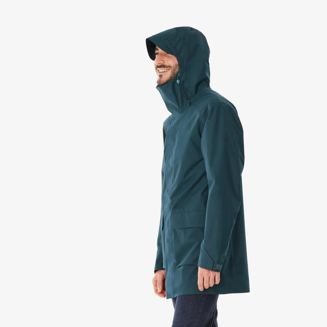 Chamarra de senderismo impermeable y larga verde para hombre NH500 - Image 9
