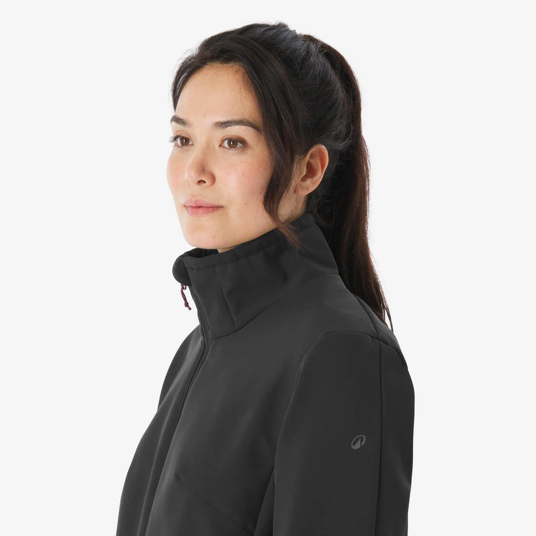 Chamarra de senderismo rompevientos negra para mujer Softshell MT100 - Image 8