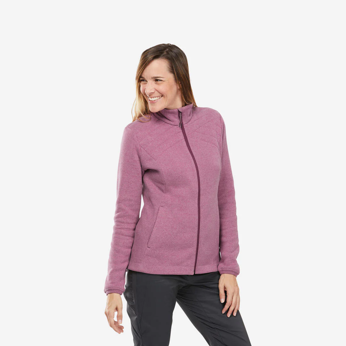 Chamarra de senderismo rosa para mujer NH150