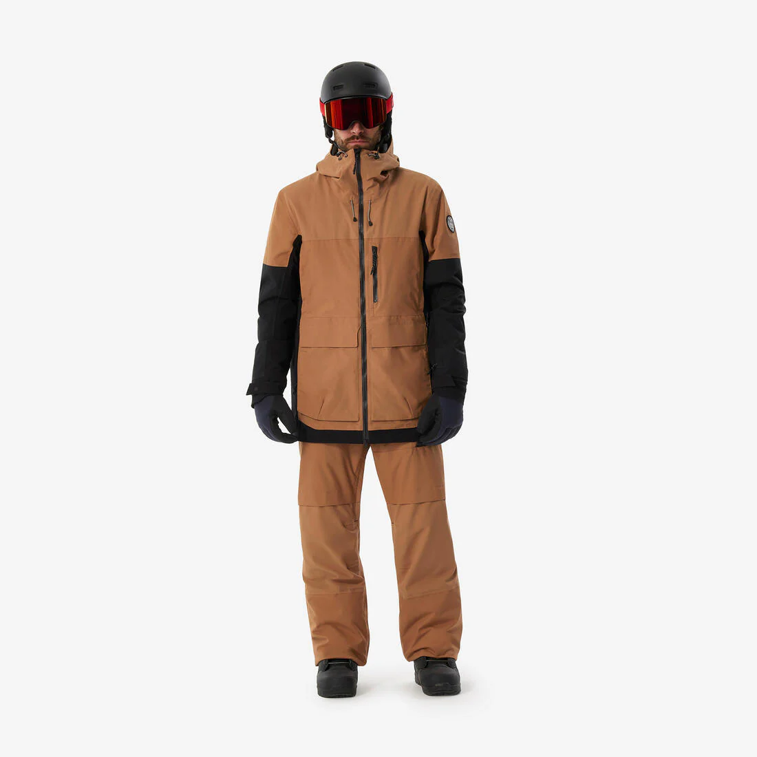 Chamarra de snowboard cálida y resistente café con negro para hombre SNB 500 - Image 3