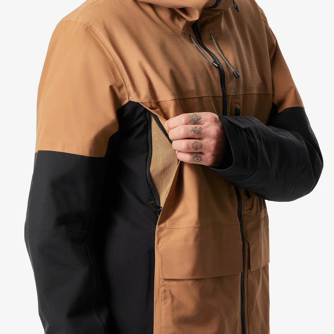 Chamarra de snowboard cálida y resistente café con negro para hombre SNB 500 - Image 6