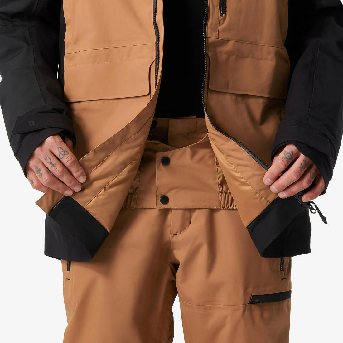 Chamarra de snowboard cálida y resistente café con negro para hombre SNB 500 - Image 9