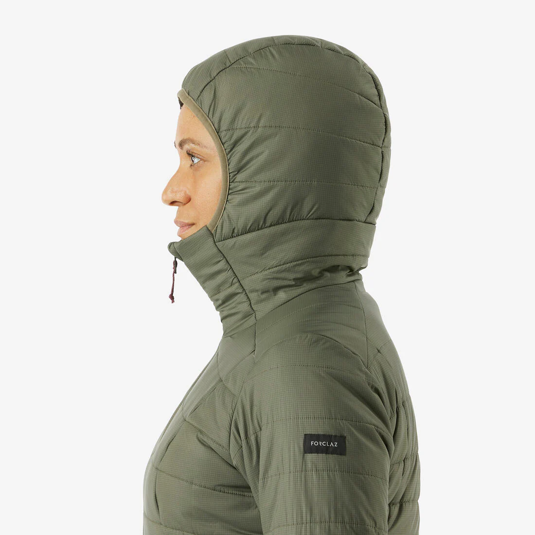 Chamarra de trekking acolchada y sintética con capucha negra para mujer MT100 - Image 6