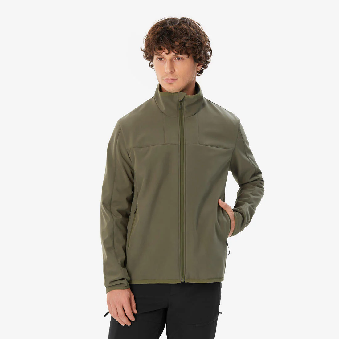 Chamarra de trekking rompevientos negra para hombre Softshell MT100 - Image 2
