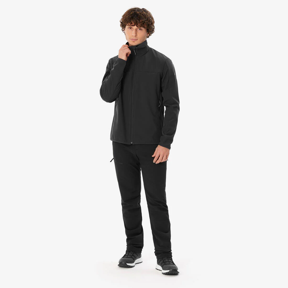 Chamarra de trekking rompevientos negra para hombre Softshell MT100 - Image 3