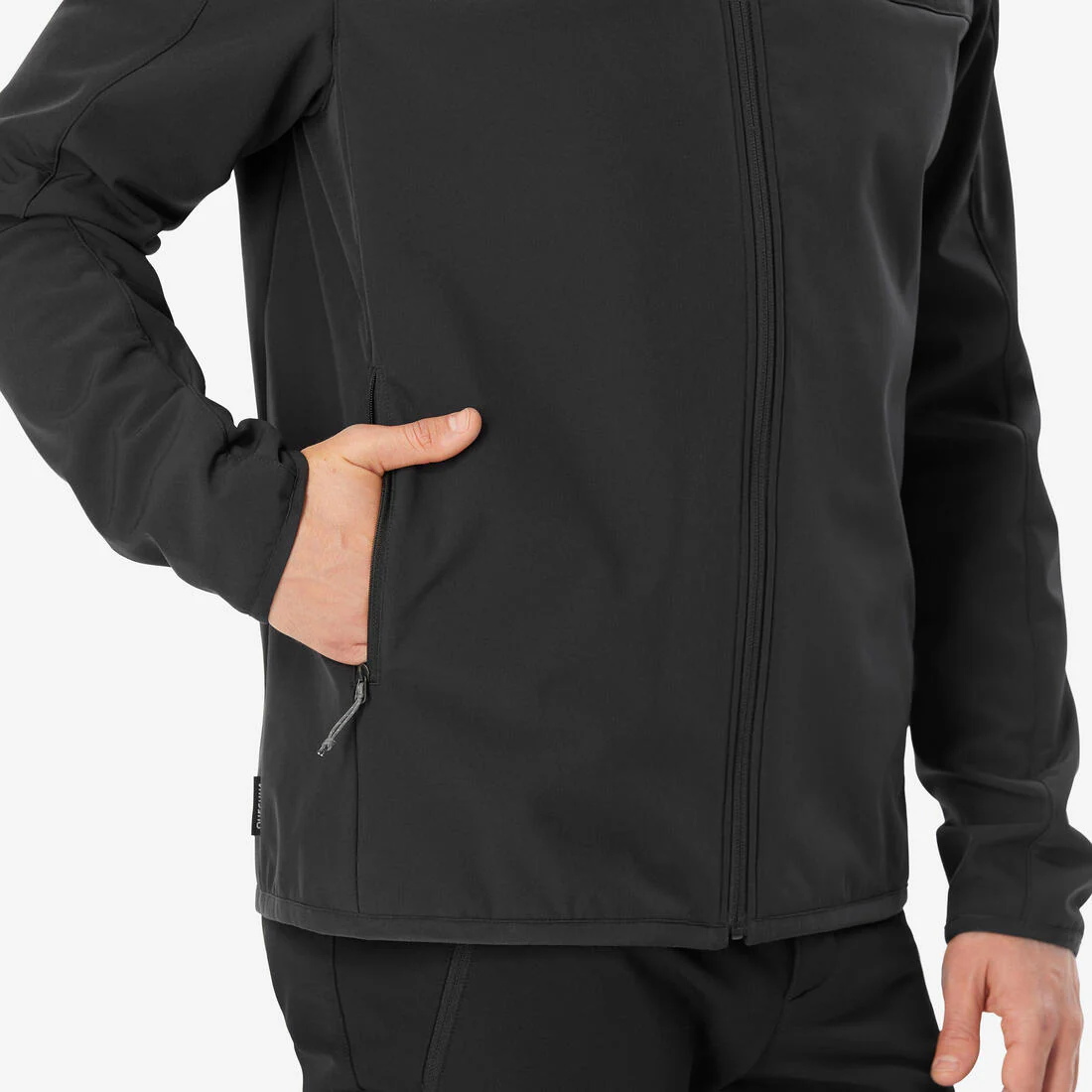 Chamarra de trekking rompevientos negra para hombre Softshell MT100 - Image 7