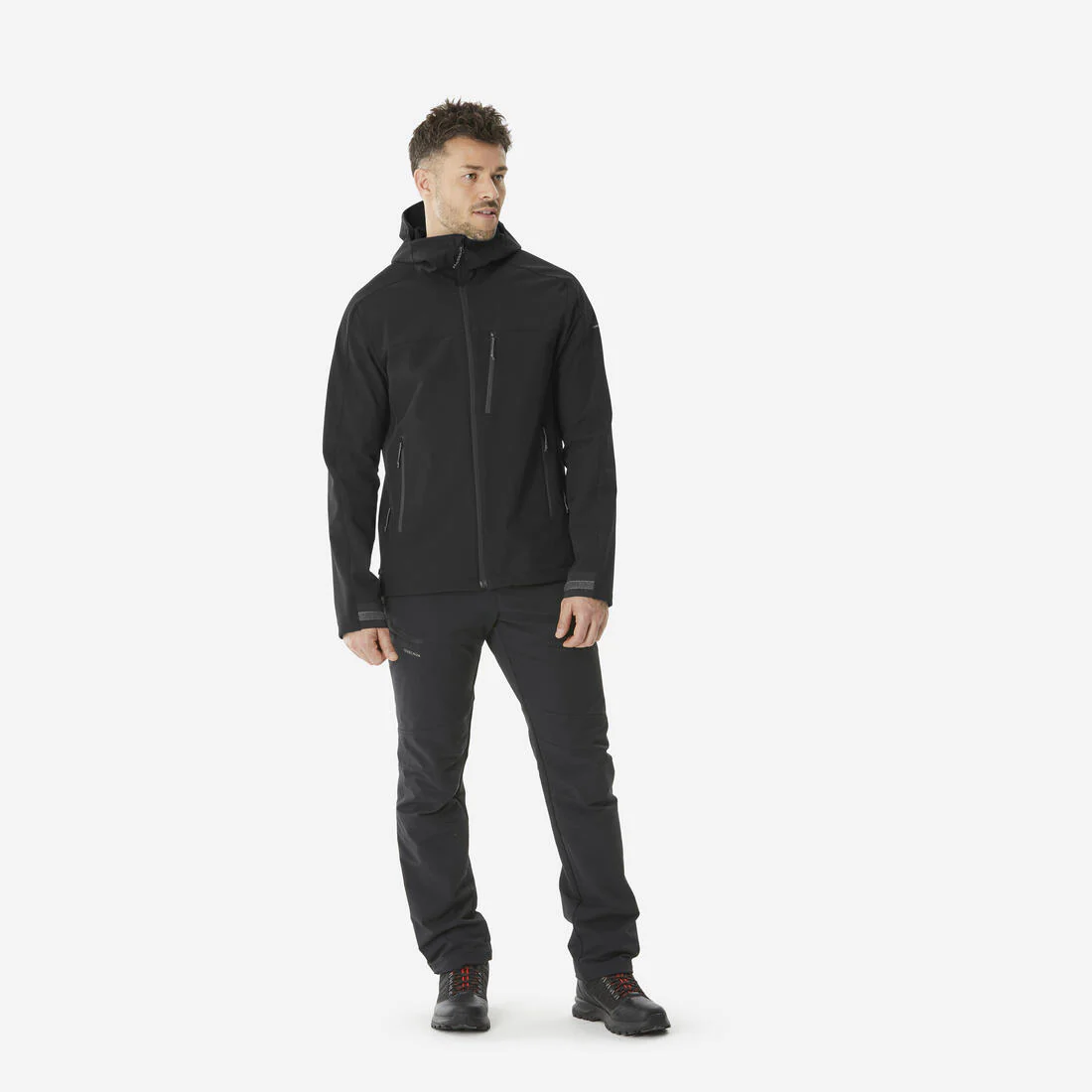 Chamarra de trekking rompevientos negra para hombre Softshell MT500 - Image 2