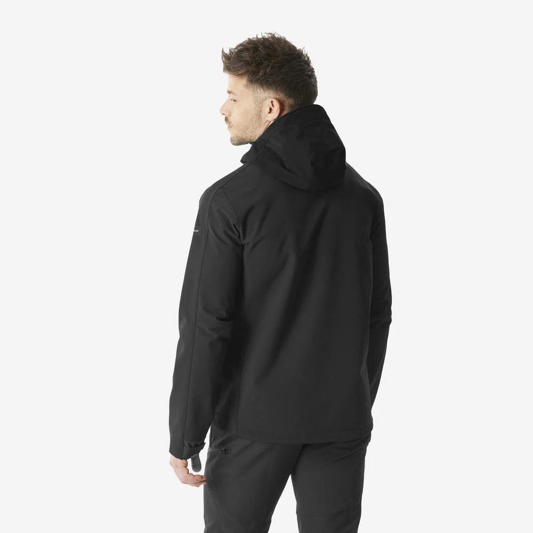 Chamarra de trekking rompevientos negra para hombre Softshell MT500 - Image 4