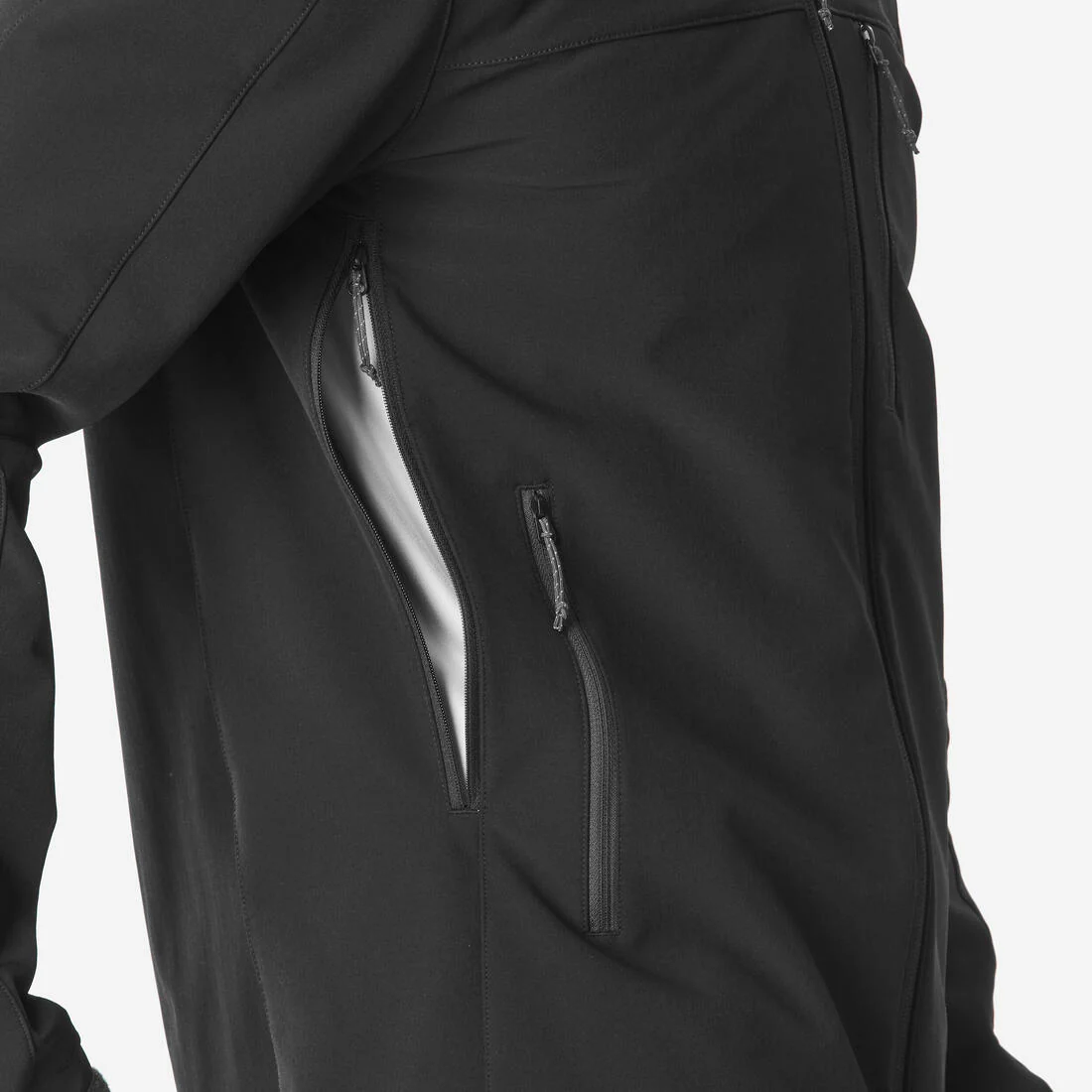 Chamarra de trekking rompevientos negra para hombre Softshell MT500 - Image 8