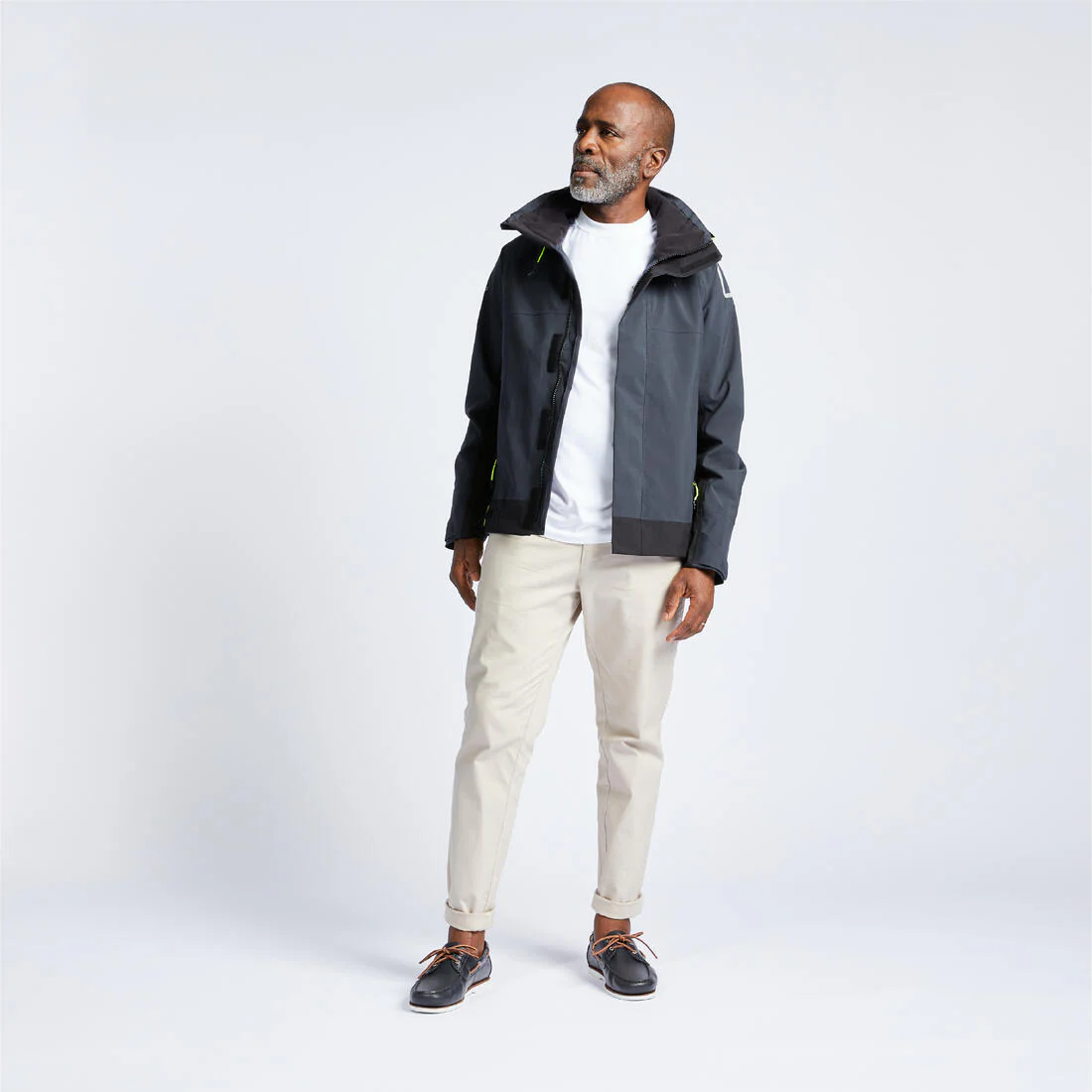 Chamarra de vela impermeable gris con negro para hombre Sailing 500 - Image 12