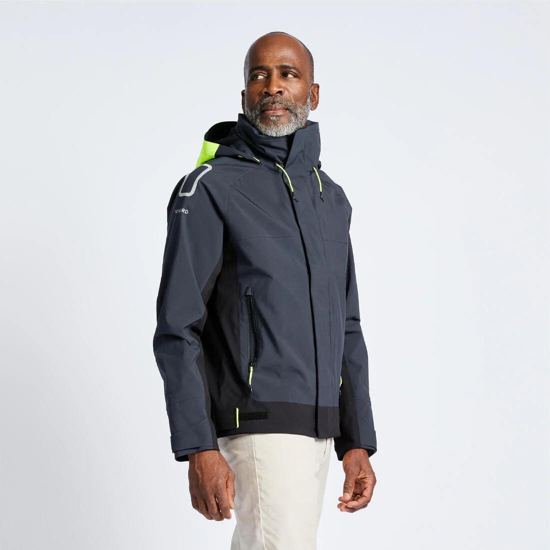 Chamarra de vela impermeable gris con negro para hombre Sailing 500 - Image 2