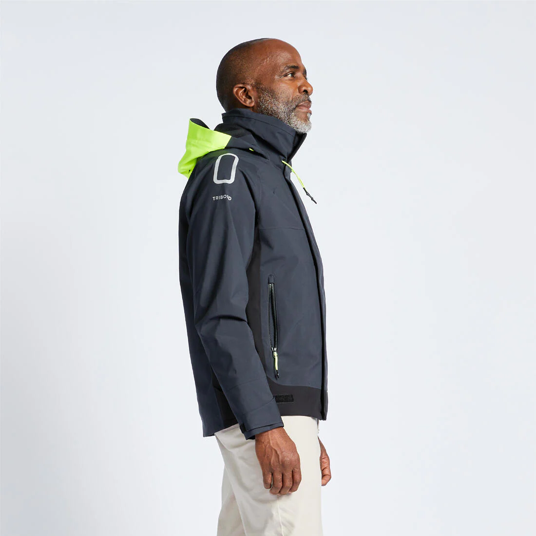 Chamarra de vela impermeable gris con negro para hombre Sailing 500 - Image 3
