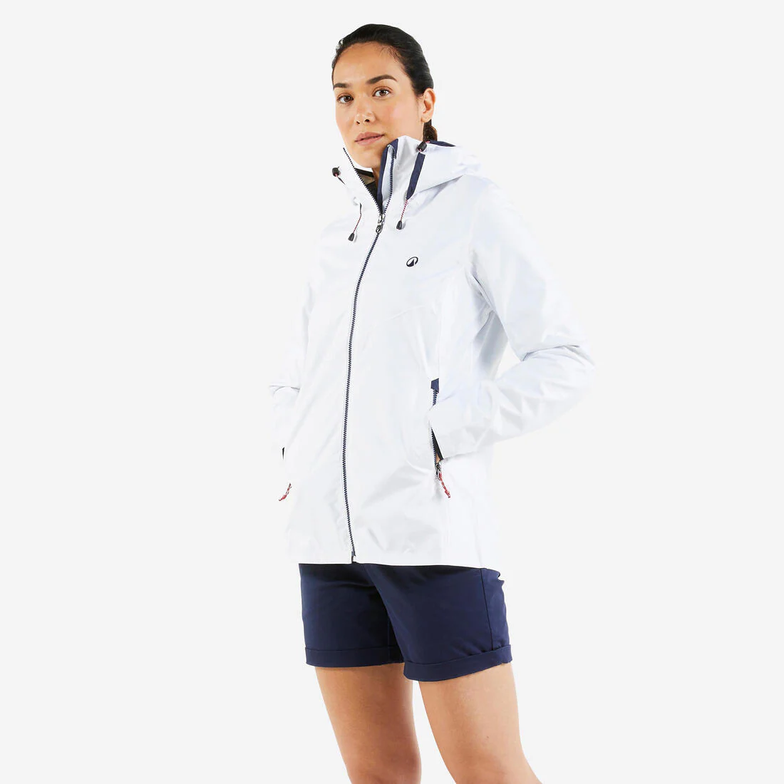 Chamarra de vela impermeable para lluvia gris con para mujer Sailing 100