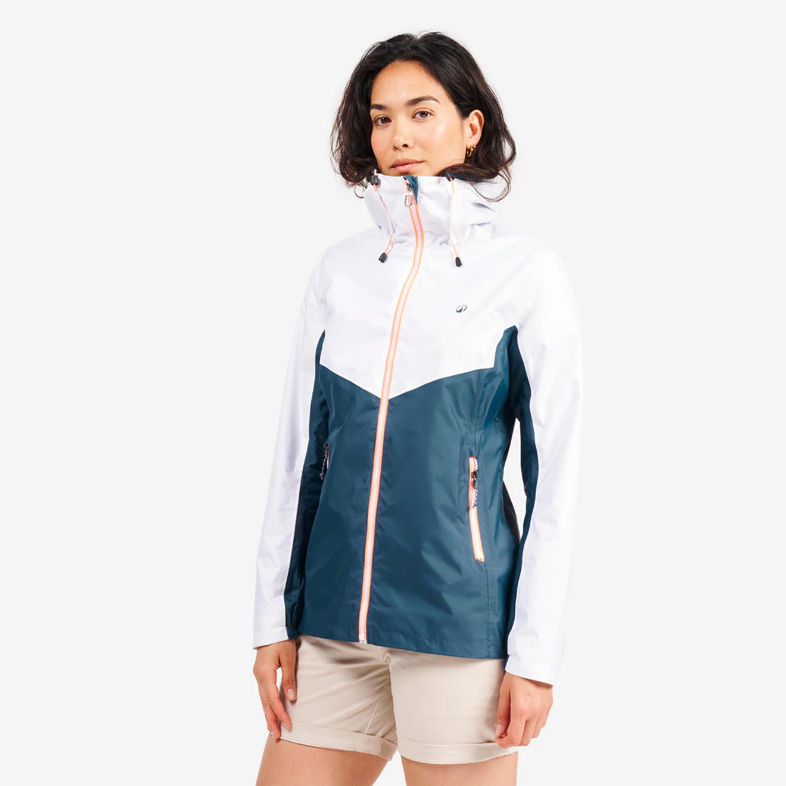 Chamarra de vela impermeable para lluvia gris con para mujer Sailing 100 - Image 3